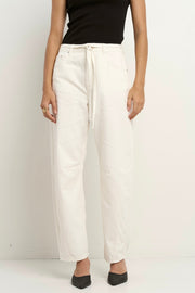 Campus Tie Waist Barrel Jeans - Ecru