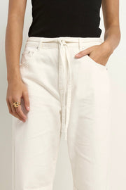 Campus Tie Waist Barrel Jeans - Ecru