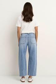 Campus Tie Waist Barrel Jeans - Light Blue