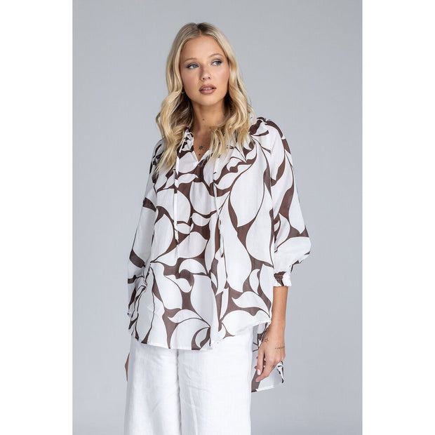 Charlotte Top - Exclusive Chocolate with Ivory Floral Print