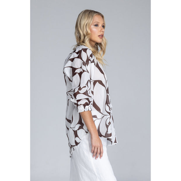 Charlotte Top - Exclusive Chocolate with Ivory Floral Print