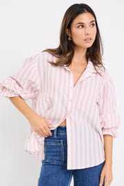 Connection Button Front Shirt - Pink Stripe