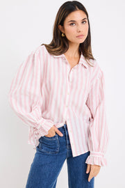 Connection Button Front Shirt - Pink Stripe