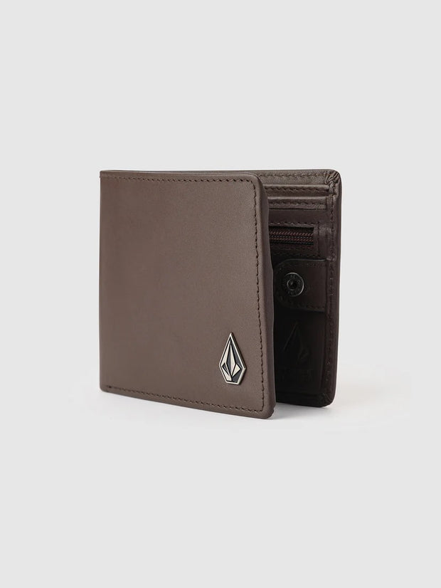 Single Stone Leather Wallet - Dark Brown