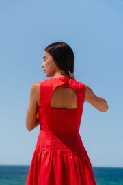 Results Linen Blend Structured Sleeveless Maxi Dress - Red
