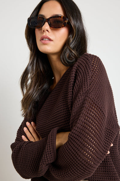 Dawn Crochet Knit Jumper - Chocolate