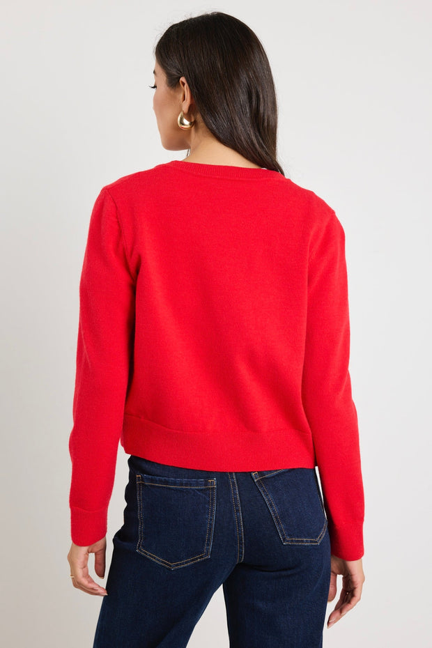 Dedication Crewneck Cardigan - Red