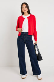 Dedication Crewneck Cardigan - Red