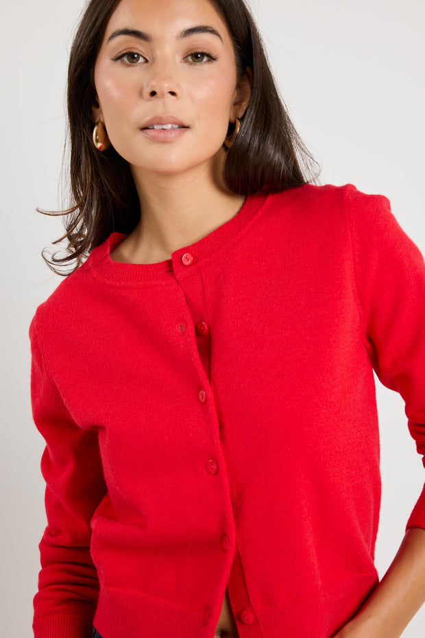 Dedication Crewneck Cardigan - Red