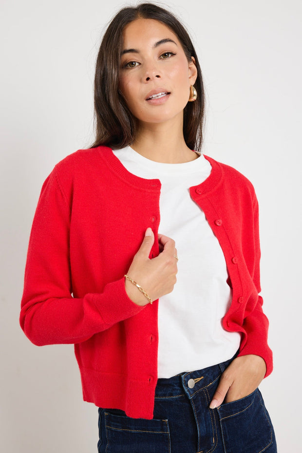 Dedication Crewneck Cardigan - Red