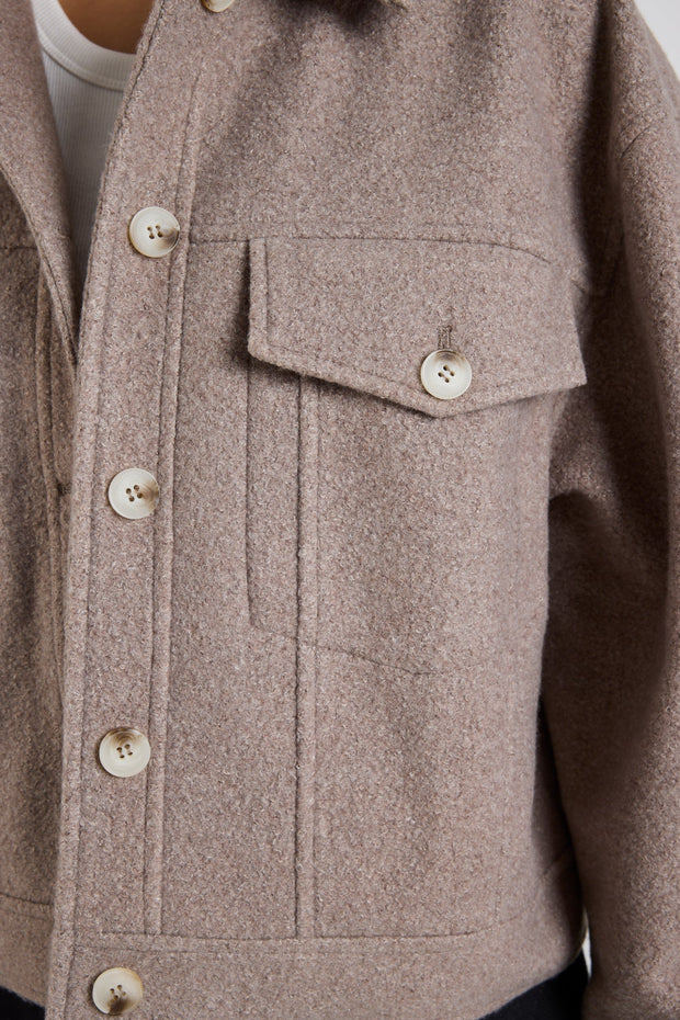 Driver Boucle Trucker Jacket - Taupe