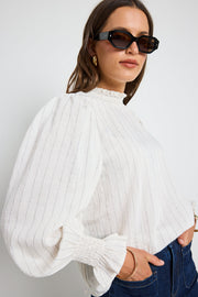 Emphatic Stripe High Neck Top - Ivory