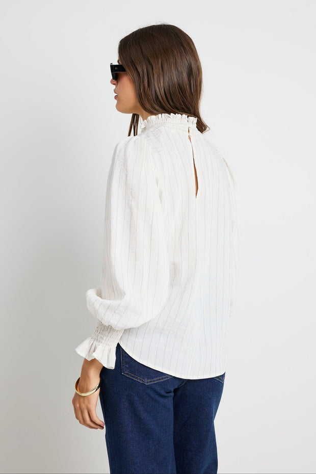 Emphatic Stripe High Neck Top - Ivory