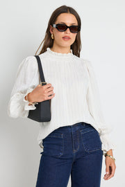 Emphatic Stripe High Neck Top - Ivory