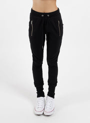 Escape Trackie Pant - Black/Silver Zips - Chicago Joes