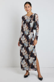 Gallery Mesh Long Sleeve Maxi Dress - Floral