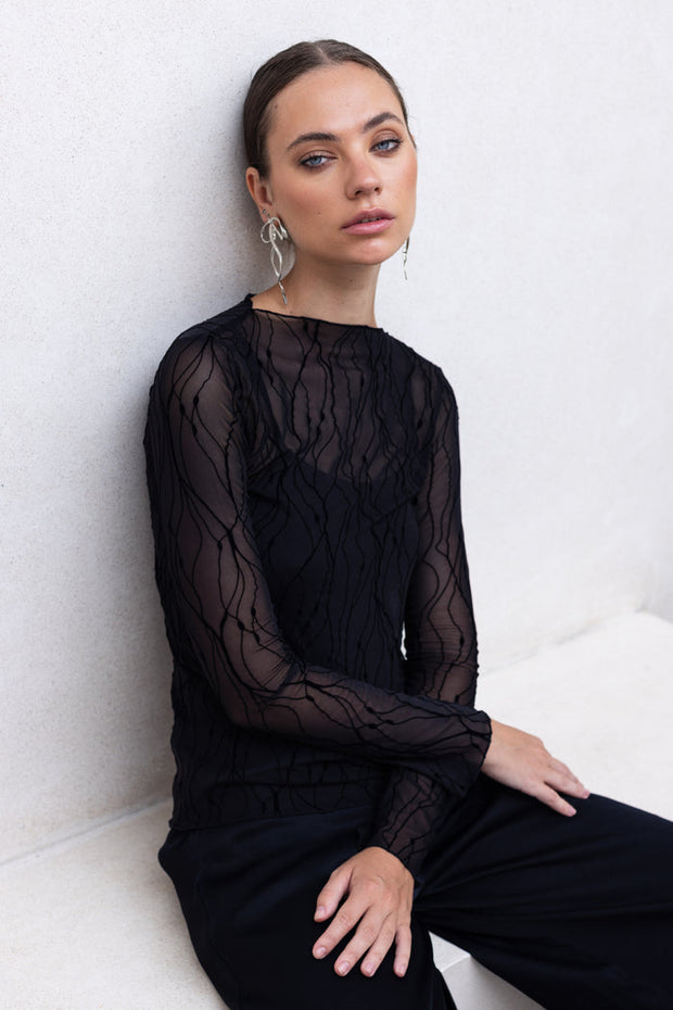 Gigi Top - Black Vines