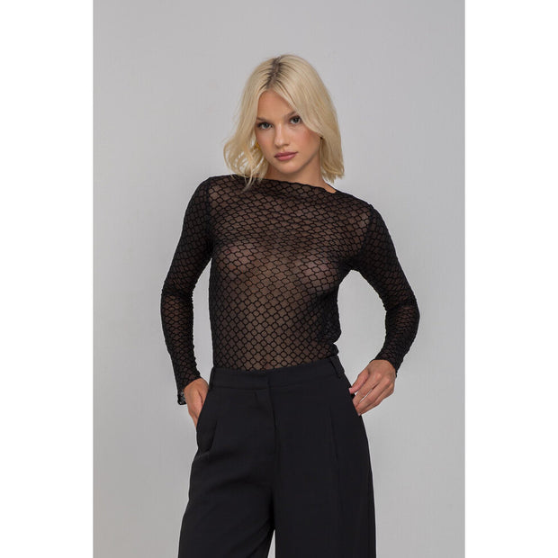 Gigi Top - Black Quatrefoil