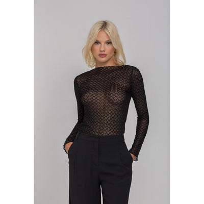 Gigi Top - Black Quatrefoil