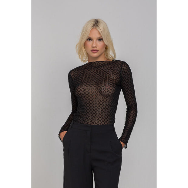 Gigi Top - Black Quatrefoil