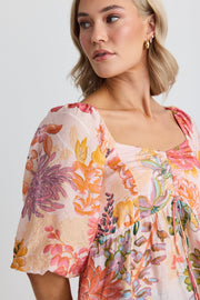 Healing Sweetheart Swing Top - Peach Floral