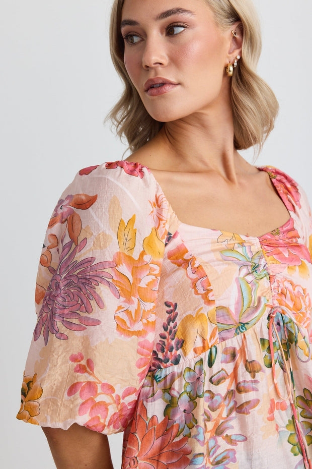 Healing Sweetheart Swing Top - Peach Floral