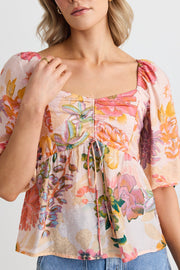 Healing Sweetheart Swing Top - Peach Floral