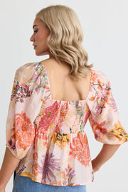 Healing Sweetheart Swing Top - Peach Floral