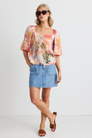 Healing Sweetheart Swing Top - Peach Floral