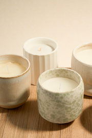 Ivory Green Splash Glazed Ceramic Soy Wax Candle