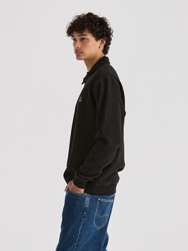 Collared Fleece Sweat - Black