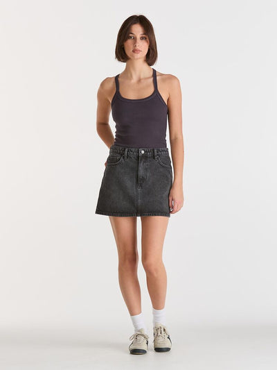 Relaxed Mini Skirt - Smoked Black
