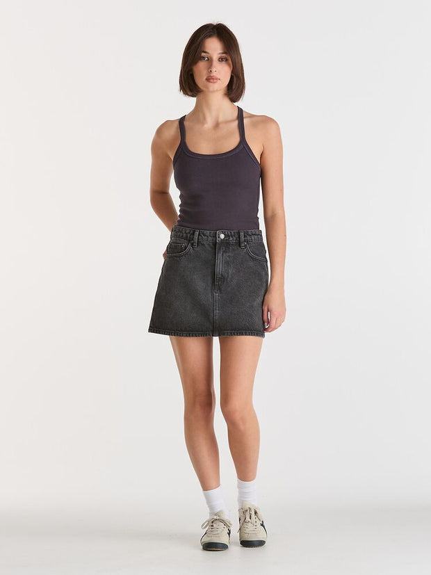 Relaxed Mini Skirt - Smoked Black