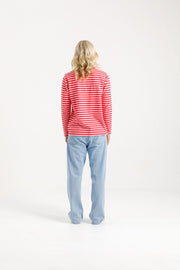 Long Sleeve Chris Tee - Berry Stripe