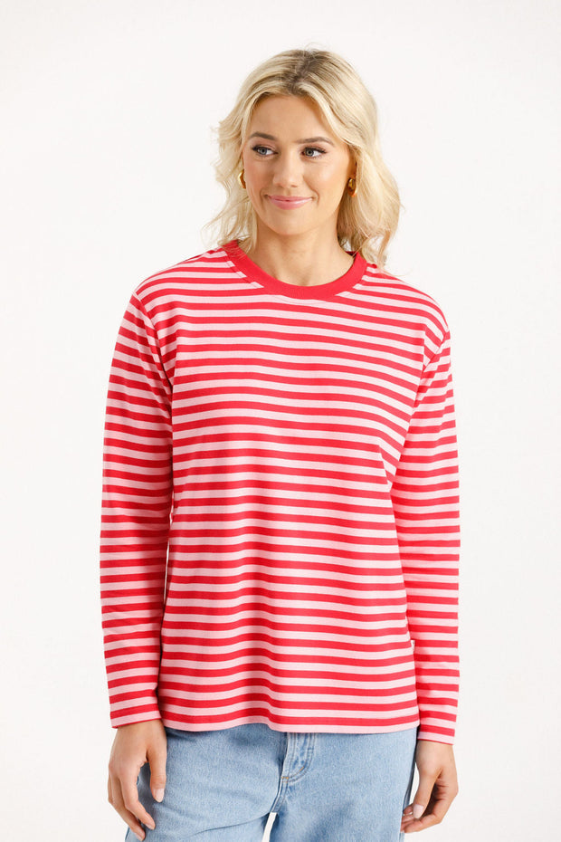 Long Sleeve Chris Tee - Berry Stripe