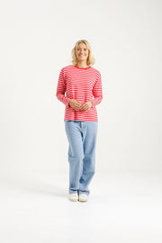 Long Sleeve Chris Tee - Berry Stripe