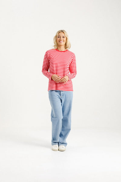 Long Sleeve Chris Tee - Berry Stripe