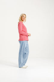 Long Sleeve Chris Tee - Berry Stripe