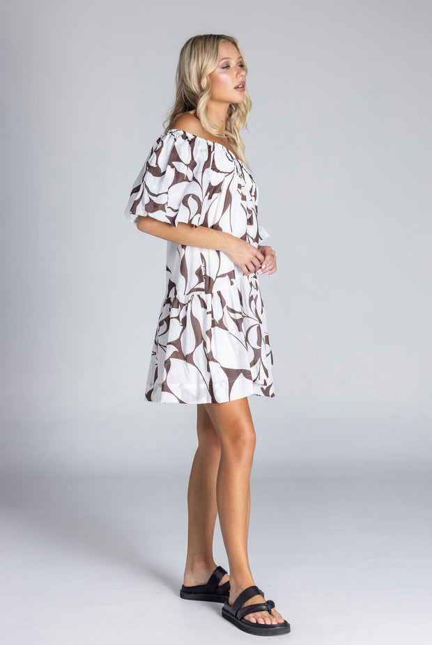 Love Me A Little Mini Dress - Exclusive Chocolate with Ivory Floral