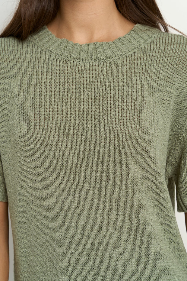 Loveable Tape Yarn Knit Tee - Sage