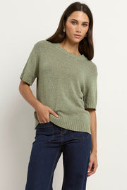 Loveable Tape Yarn Knit Tee - Sage