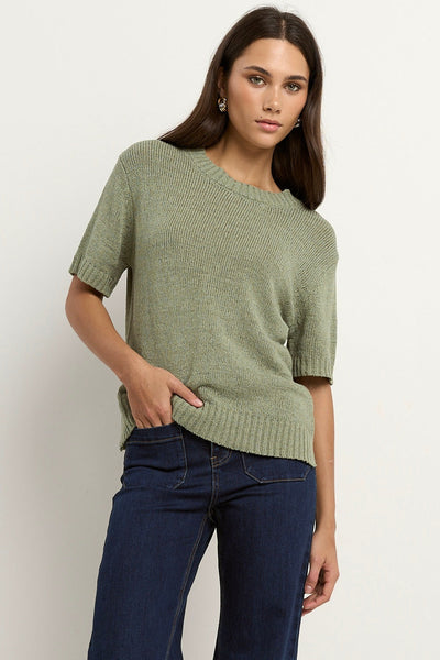 Loveable Tape Yarn Knit Tee - Sage
