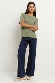 Loveable Tape Yarn Knit Tee - Sage