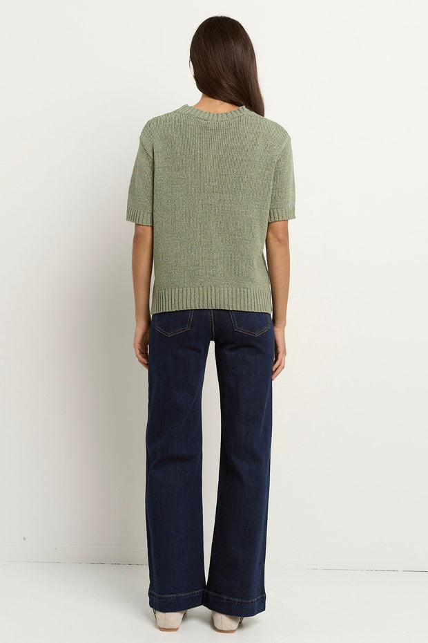Loveable Tape Yarn Knit Tee - Sage