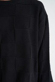 Check Knit Crew - Black