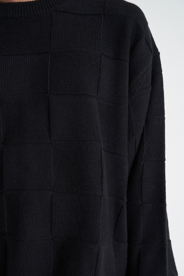 Check Knit Crew - Black