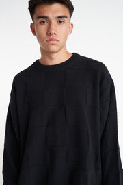Check Knit Crew - Black