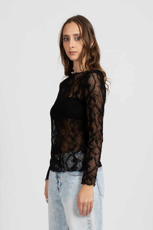 Iris Long Sleeve Top - Black