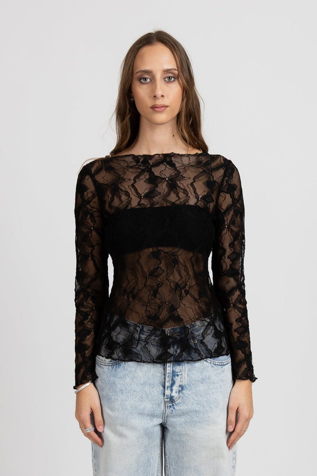 Iris Long Sleeve Top - Black