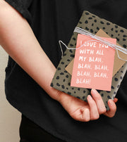 Blah, Blah, Blah Greeting Card - Light Pink Fluro